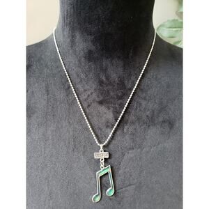 Women's Music Note Necklace Forever Charm Silver Chain Jewelry